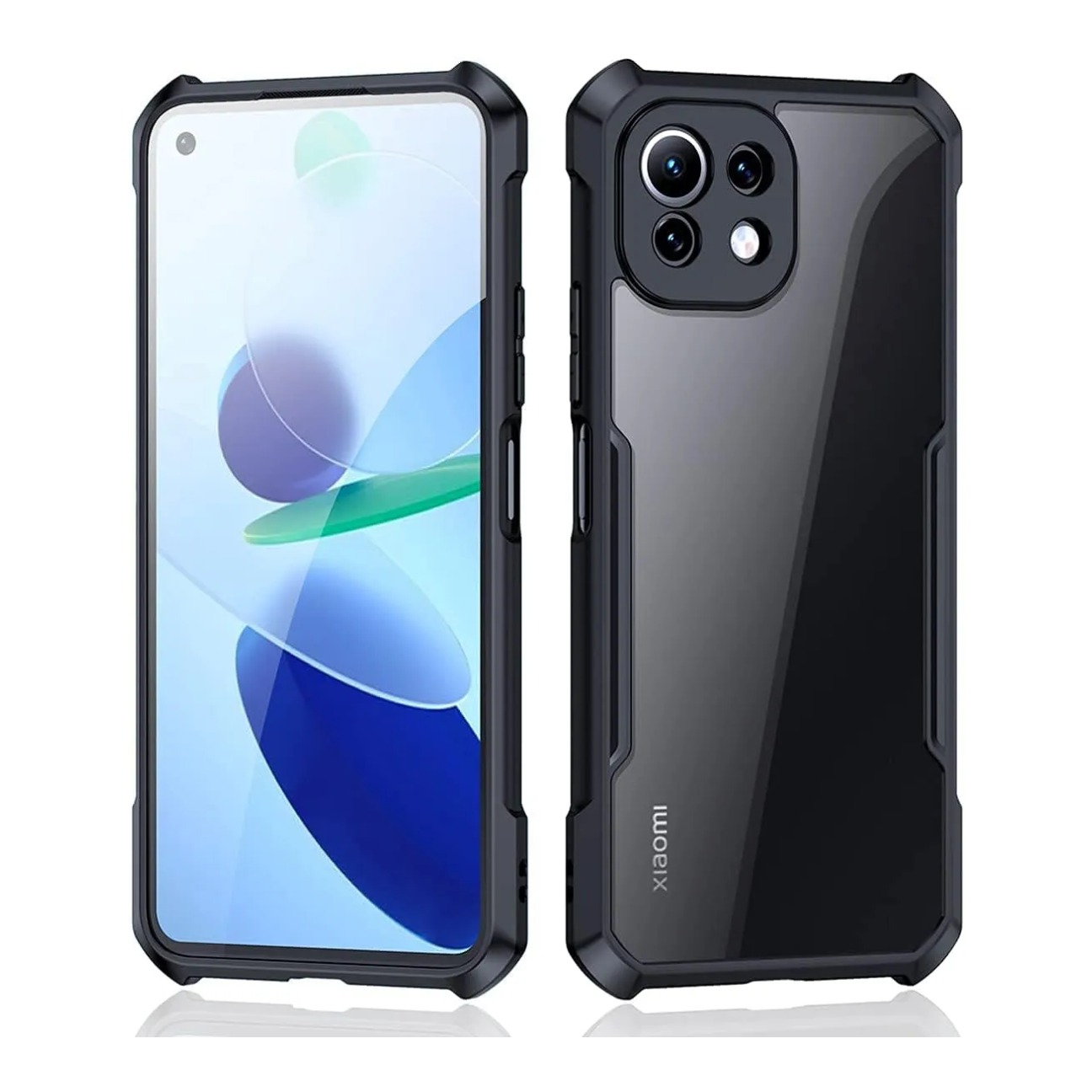 Mi 11 Lite Shockproof Crystal Clear Bumper Case with Acrylic Back, TPU Frame & Camera Protection