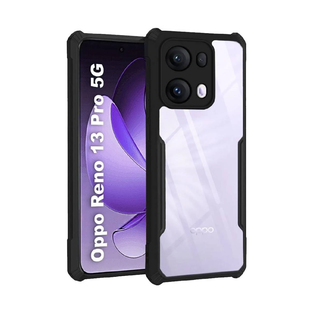 Oppo Reno 13 Pro 5G Shockproof Crystal Clear Bumper Case with Acrylic Back, TPU Frame & Camera Protection