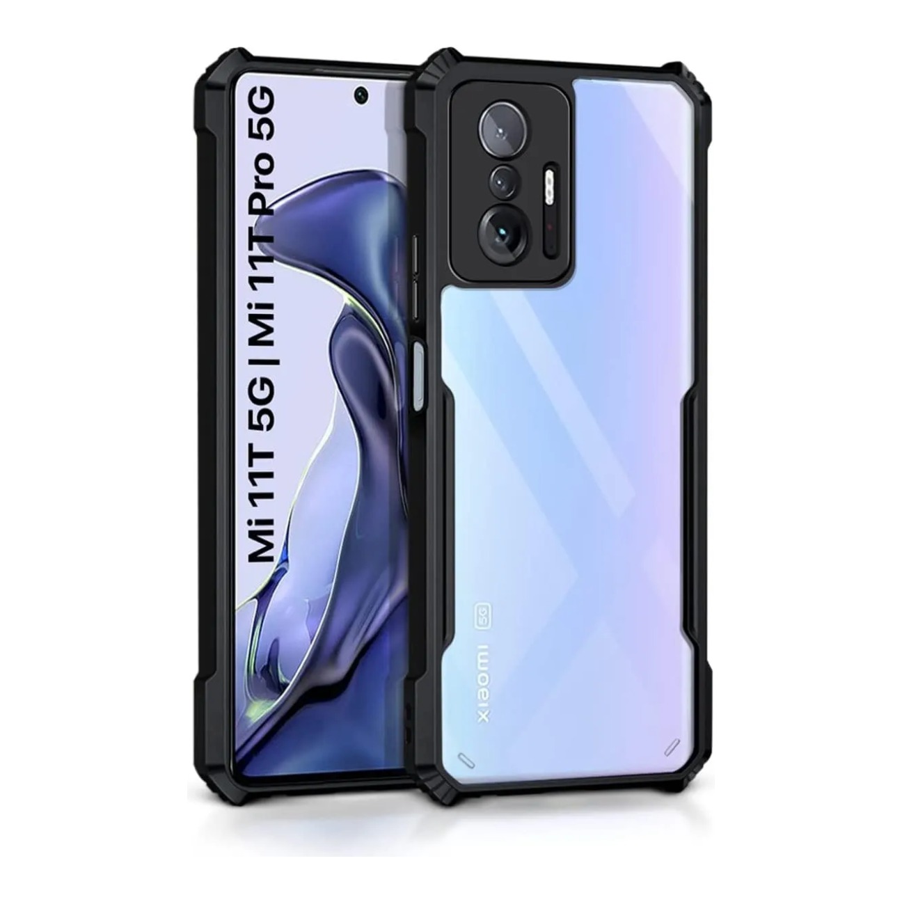 Xiaomi 11T Pro Shockproof Crystal Clear Bumper Case with Acrylic Back, TPU Frame & Camera Protection