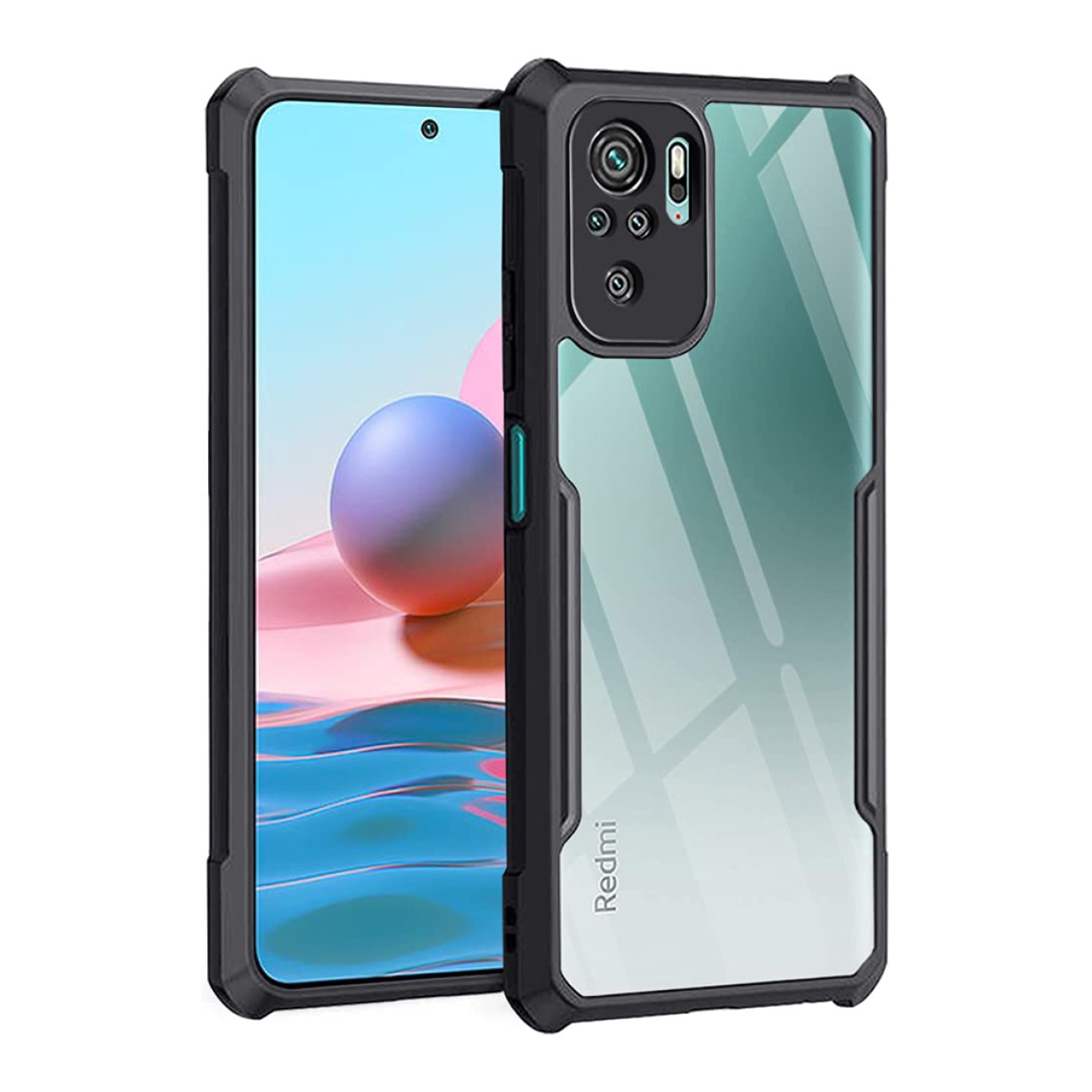 Redmi Note 10 Shockproof Crystal Clear Bumper Case with Acrylic Back, TPU Frame & Camera Protection