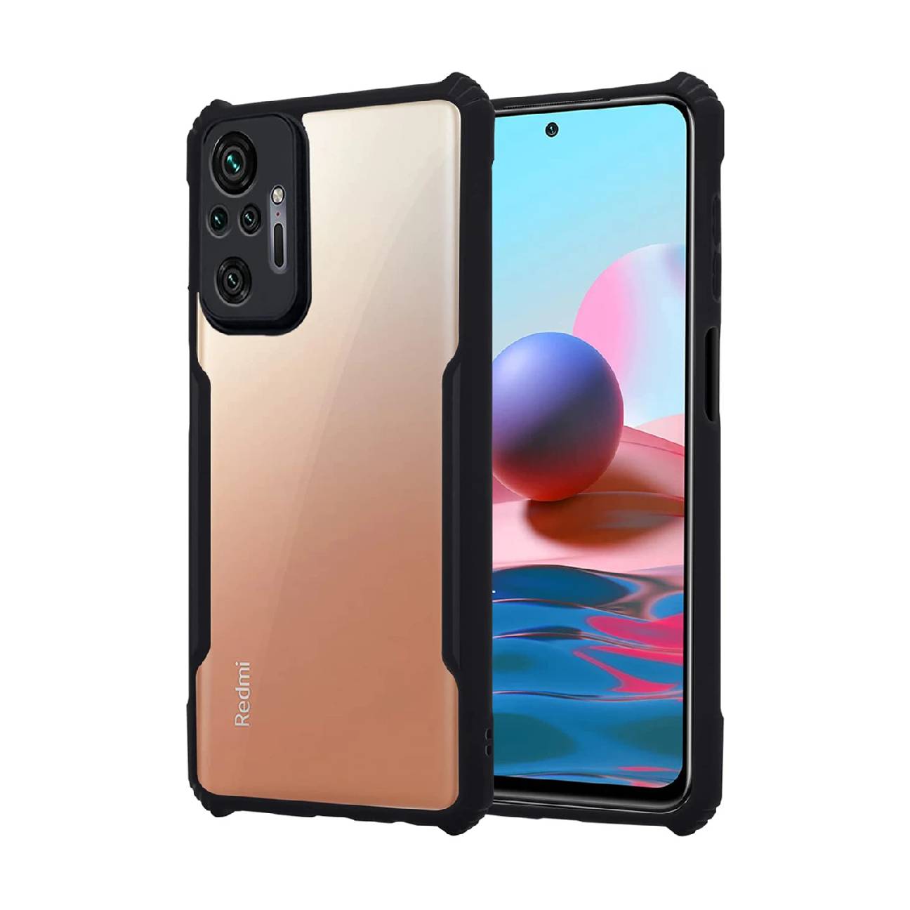 Redmi Note 10 Pro Shockproof Crystal Clear Bumper Case with Acrylic Back, TPU Frame & Camera Protection