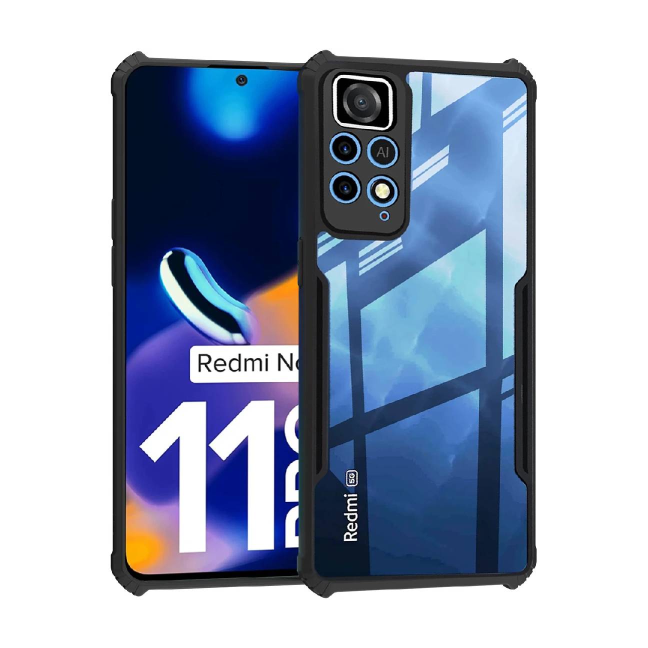 Redmi Note 11 Pro Shockproof Crystal Clear Bumper Case with Acrylic Back, TPU Frame & Camera Protection