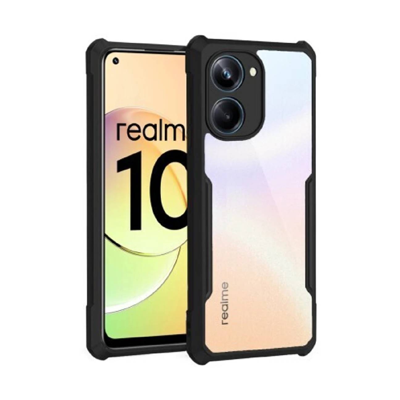 Realme 10 Shockproof Crystal Clear Bumper Case with Acrylic Back, TPU Frame & Camera Protection