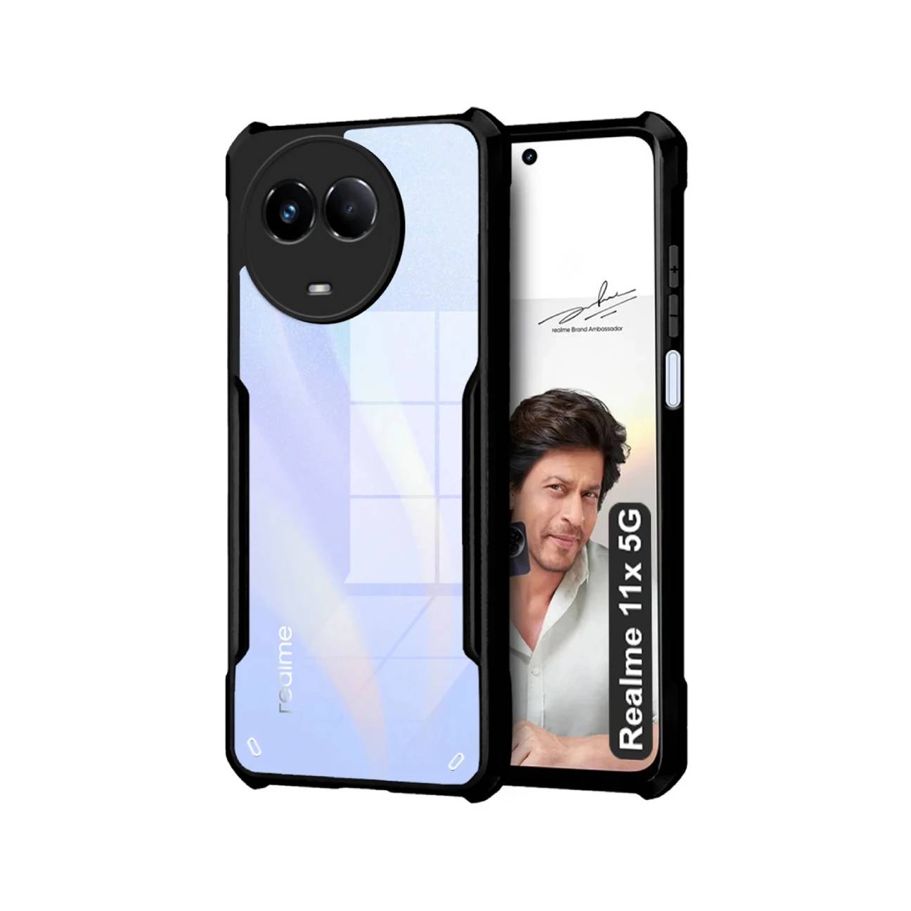 Realme 11 Shockproof Crystal Clear Bumper Case with Acrylic Back, TPU Frame & Camera Protection