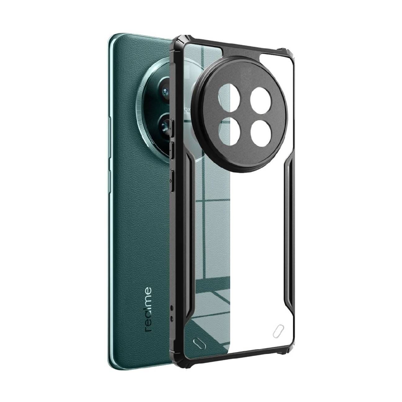 Realme 12 Shockproof Crystal Clear Bumper Case with Acrylic Back, TPU Frame & Camera Protection