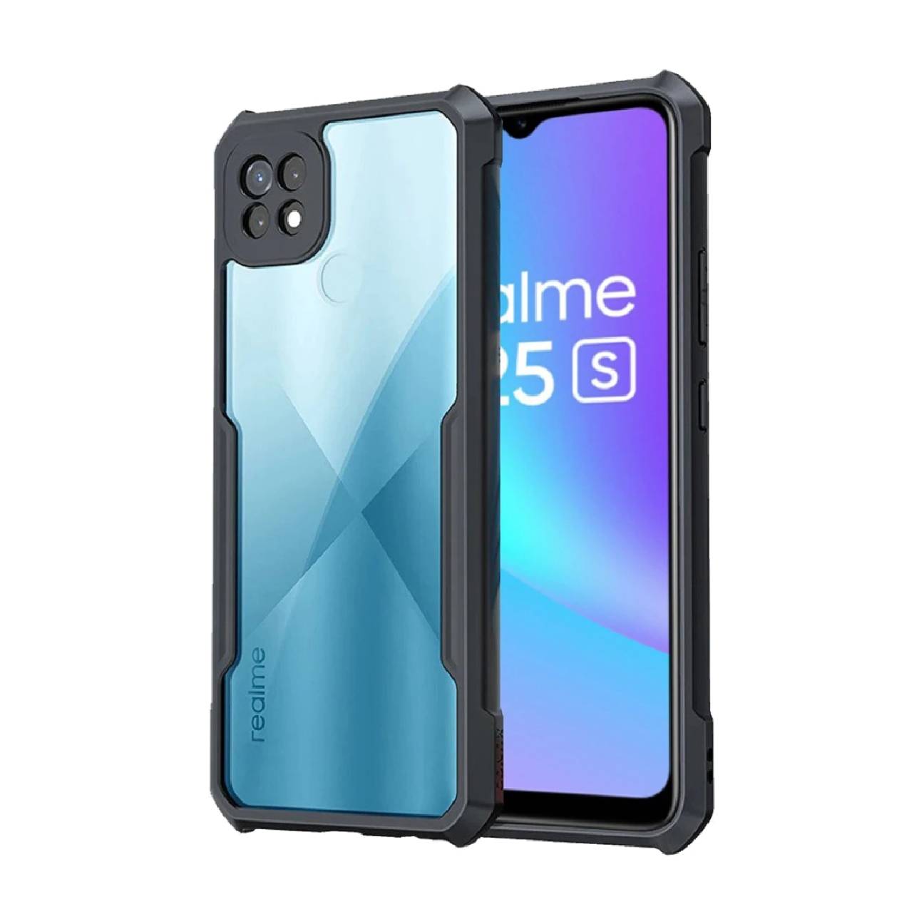 Realme C25 Shockproof Crystal Clear Bumper Case with Acrylic Back, TPU Frame & Camera Protection