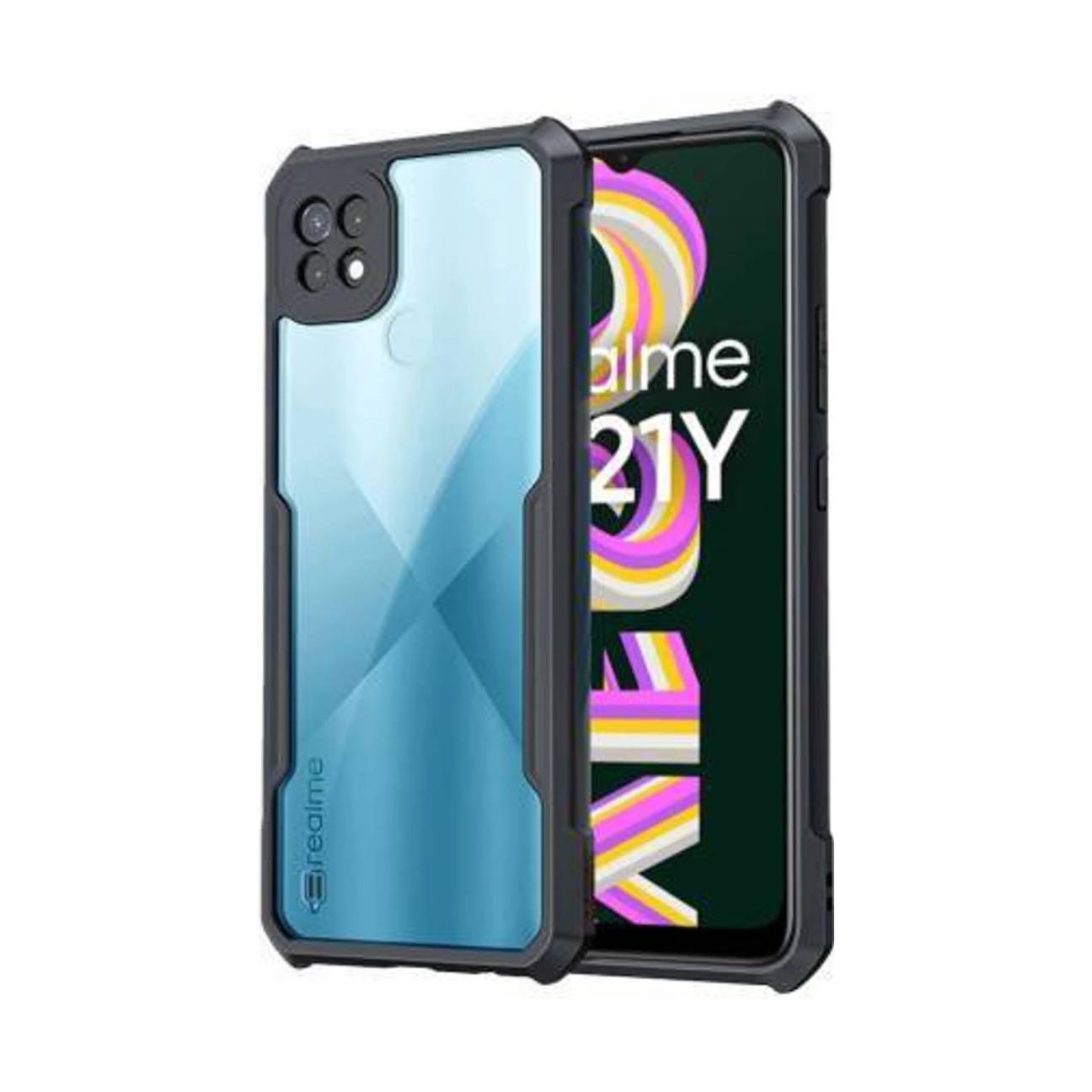 Realme C25Y Shockproof Crystal Clear Bumper Case with Acrylic Back, TPU Frame & Camera Protection