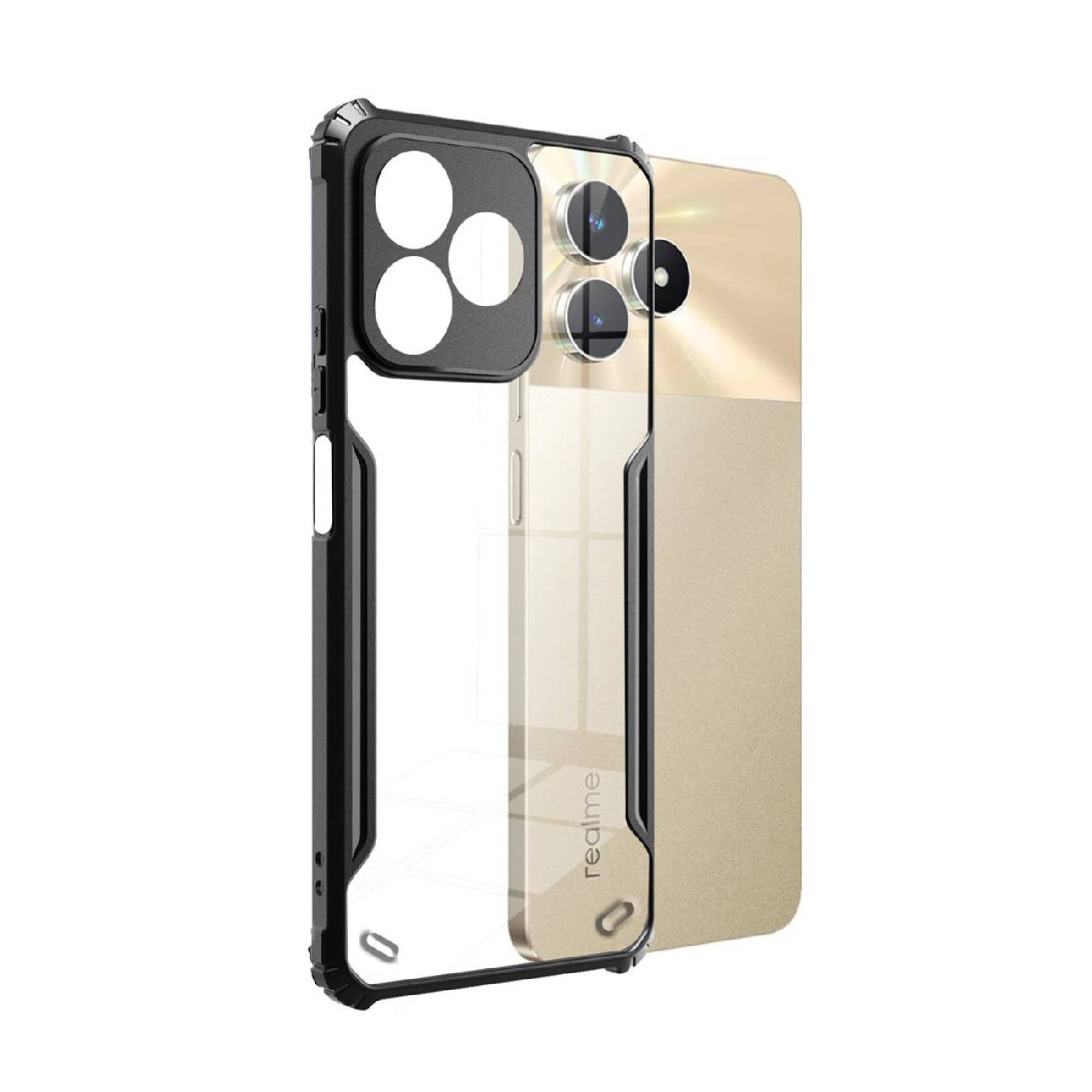 Realme C53 Shockproof Crystal Clear Bumper Case with Acrylic Back, TPU Frame & Camera Protection