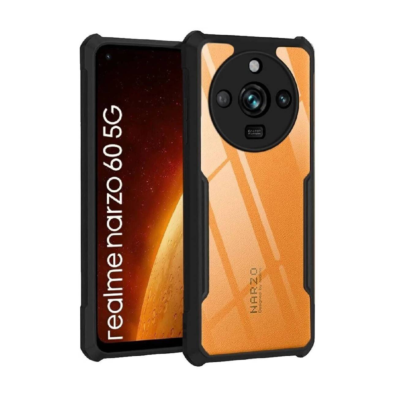 Realme Narzo 60 Shockproof Crystal Clear Bumper Case with Acrylic Back, TPU Frame & Camera Protection