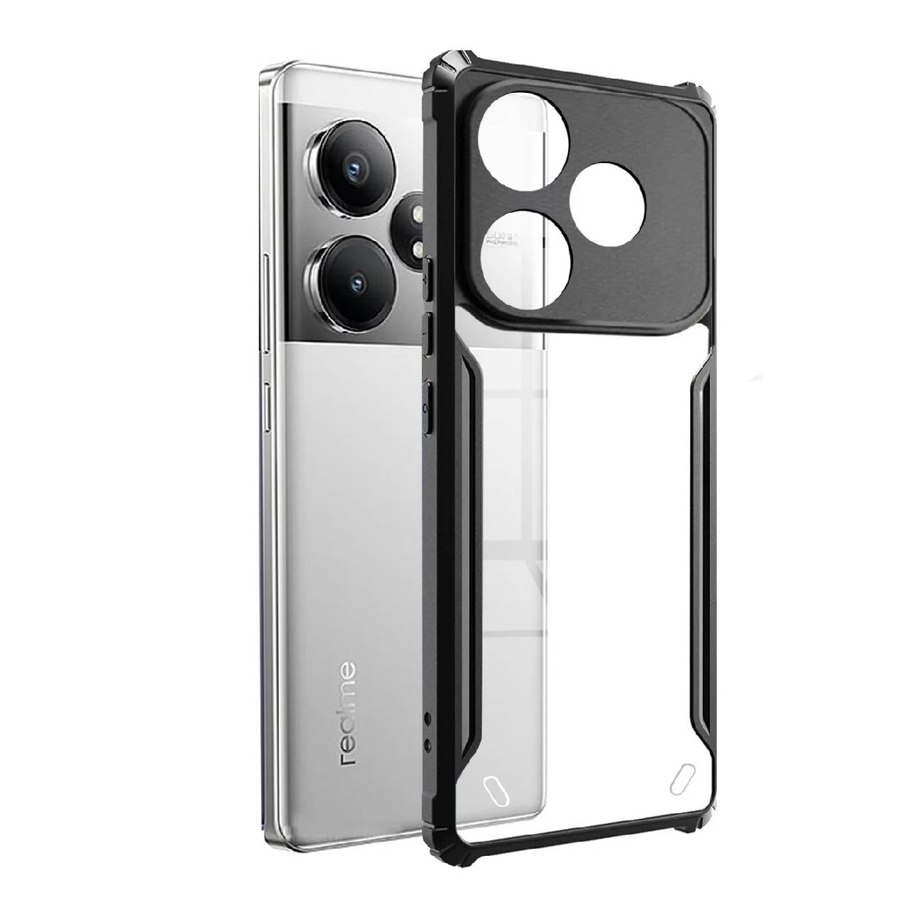Realme GT 6 Shockproof Crystal Clear Bumper Case with Acrylic Back, TPU Frame & Camera Protection