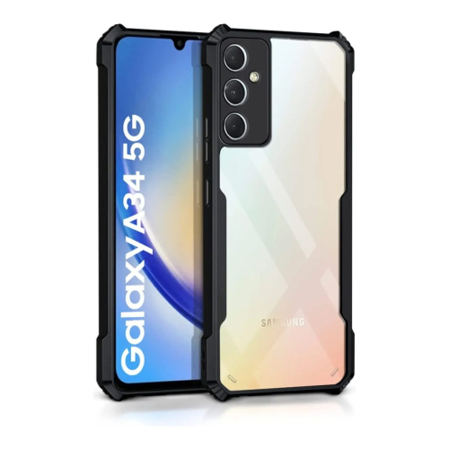 Samsung Galaxy A34 5G Shockproof Crystal Clear Bumper Case with Acrylic Back, TPU Frame & Camera Protection