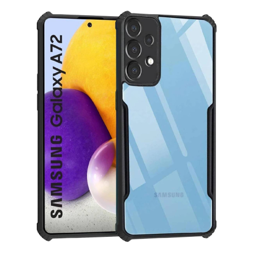 Samsung Galaxy A72 Shockproof Crystal Clear Bumper Case with Acrylic Back, TPU Frame & Camera Protection