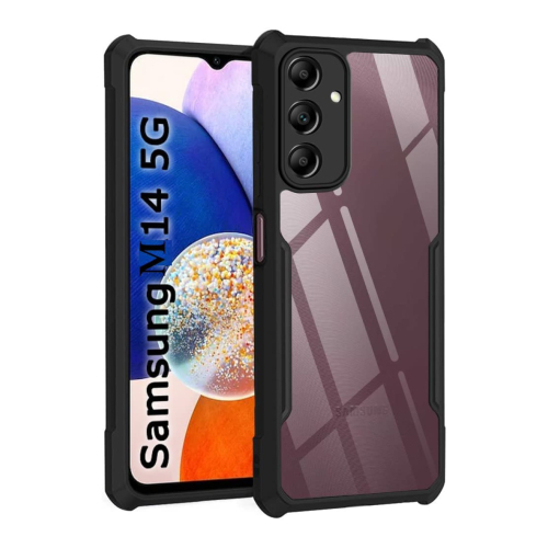Samsung Galaxy M14 5G Shockproof Crystal Clear Bumper Case with Acrylic Back, TPU Frame & Camera Protection