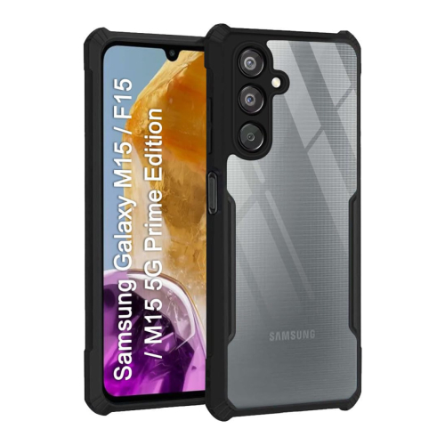 Samsung Galaxy M15 5G Shockproof Crystal Clear Bumper Case with Acrylic Back, TPU Frame & Camera Protection