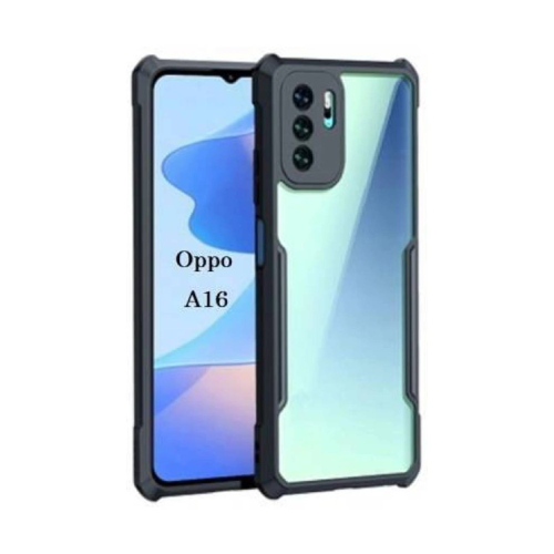 Oppo A16 Shockproof Crystal Clear Bumper Case with Acrylic Back, TPU Frame & Camera Protection