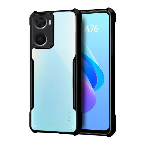 Oppo A76 Shockproof Crystal Clear Bumper Case with Acrylic Back, TPU Frame & Camera Protection