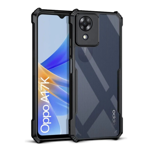 Oppo A17k Shockproof Crystal Clear Bumper Case with Acrylic Back, TPU Frame & Camera Protection