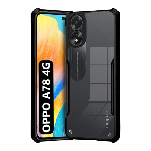 Oppo A78 4G Shockproof Crystal Clear Bumper Case with Acrylic Back, TPU Frame & Camera Protection