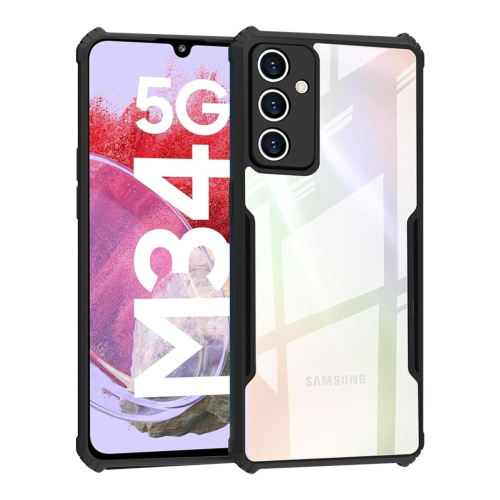 Samsung Galaxy M34 5G Shockproof Crystal Clear Bumper Case with Acrylic Back, TPU Frame & Camera Protection