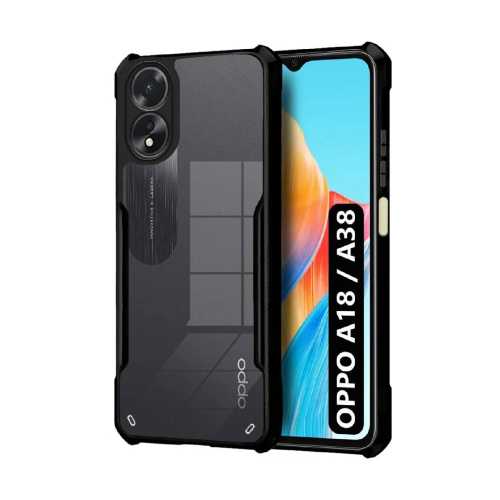 Oppo A38 Shockproof Crystal Clear Bumper Case with Acrylic Back, TPU Frame & Camera Protection