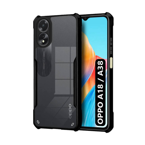 Oppo A18 Shockproof Crystal Clear Bumper Case with Acrylic Back, TPU Frame & Camera Protection