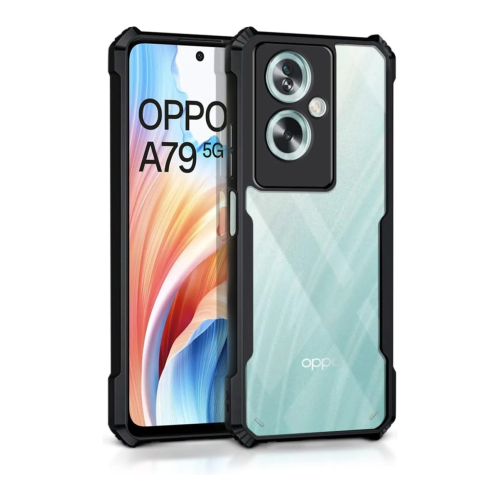 Oppo A79 5G Shockproof Crystal Clear Bumper Case with Acrylic Back, TPU Frame & Camera Protection