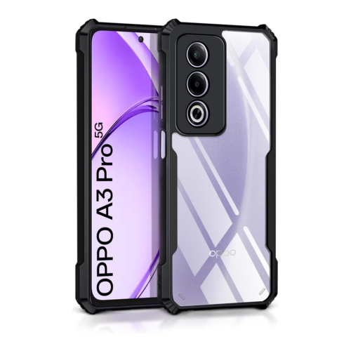 Oppo A3 Pro 5G Shockproof Crystal Clear Bumper Case with Acrylic Back, TPU Frame & Camera Protection