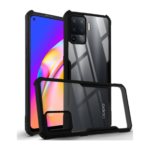 Oppo F19 Pro Shockproof Crystal Clear Bumper Case with Acrylic Back, TPU Frame & Camera Protection