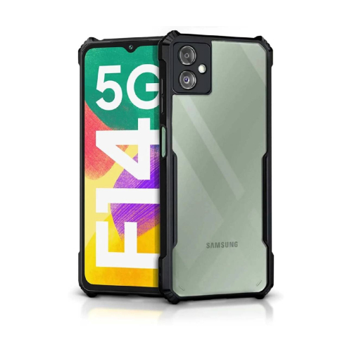 Samsung Galaxy F14 5G Shockproof Crystal Clear Bumper Case with Acrylic Back, TPU Frame & Camera Protection