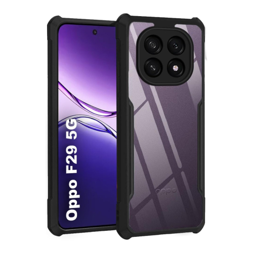 Oppo F29 Shockproof Crystal Clear Bumper Case with Acrylic Back, TPU Frame & Camera Protection