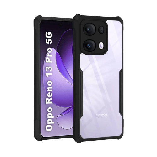 Oppo Reno 13 Pro 5G Shockproof Crystal Clear Bumper Case with Acrylic Back, TPU Frame & Camera Protection