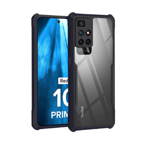 Redmi 10 Prime Shockproof Crystal Clear Bumper Case with Acrylic Back, TPU Frame & Camera Protection