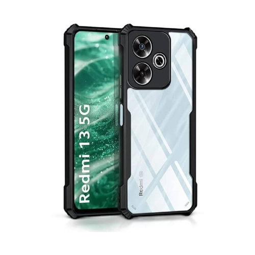 Redmi 13 5G Shockproof Crystal Clear Bumper Case with Acrylic Back, TPU Frame & Camera Protection