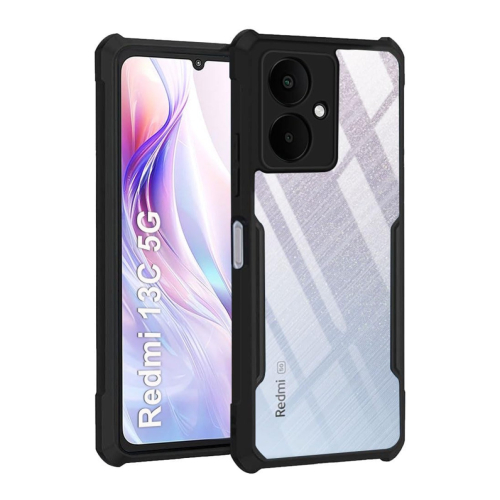 Redmi 13C 5G Shockproof Crystal Clear Bumper Case with Acrylic Back, TPU Frame & Camera Protection