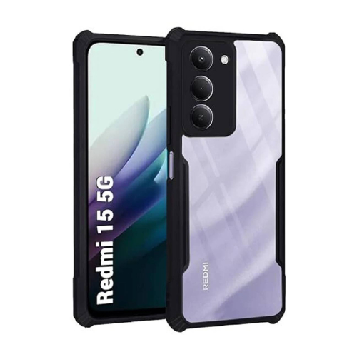 Redmi 15 5G Shockproof Crystal Clear Bumper Case with Acrylic Back, TPU Frame & Camera Protection