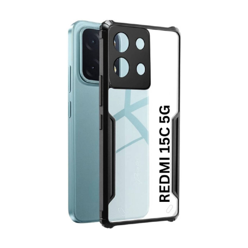 Redmi 15C 5G Shockproof Crystal Clear Bumper Case with Acrylic Back, TPU Frame & Camera Protection