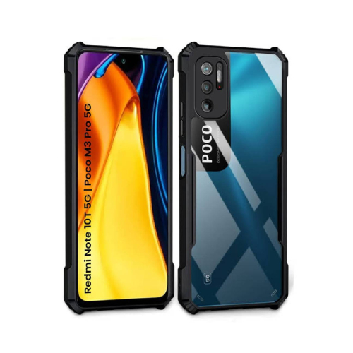Redmi Note 10T 5G Shockproof Crystal Clear Bumper Case with Acrylic Back, TPU Frame & Camera Protection