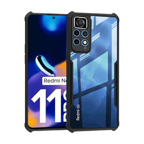 Redmi Note 11 Pro Shockproof Crystal Clear Bumper Case with Acrylic Back, TPU Frame & Camera Protection
