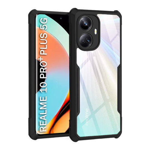 Realme 10 Pro+ Shockproof Crystal Clear Bumper Case with Acrylic Back, TPU Frame & Camera Protection
