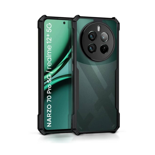 Realme 12+ Shockproof Crystal Clear Bumper Case with Acrylic Back, TPU Frame & Camera Protection