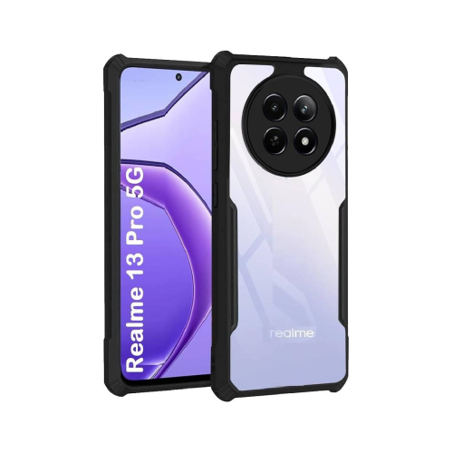 Realme 13 Pro Shockproof Crystal Clear Bumper Case with Acrylic Back, TPU Frame & Camera Protection