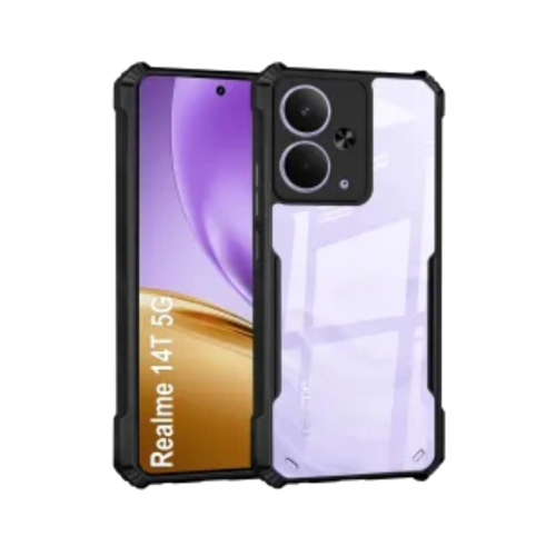 Realme 14T Shockproof Crystal Clear Bumper Case with Acrylic Back, TPU Frame & Camera Protection