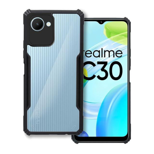 Realme C30 Shockproof Crystal Clear Bumper Case with Acrylic Back, TPU Frame & Camera Protection