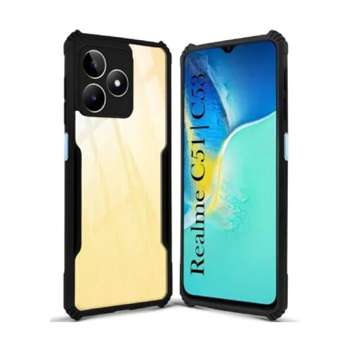 Realme C51 Shockproof Crystal Clear Bumper Case with Acrylic Back, TPU Frame & Camera Protection