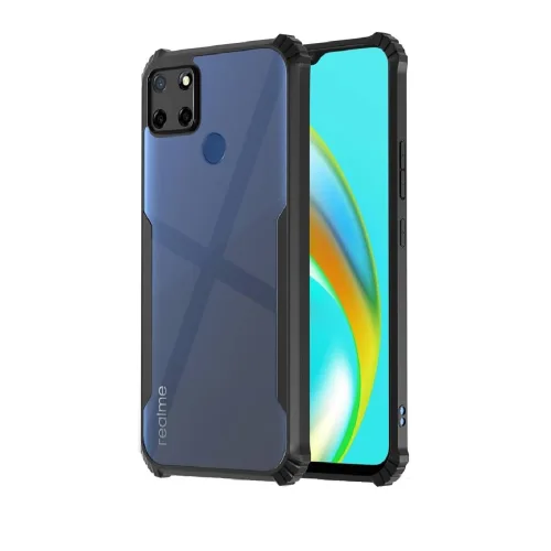 Realme Narzo 30A Shockproof Crystal Clear Bumper Case with Acrylic Back, TPU Frame & Camera Protection