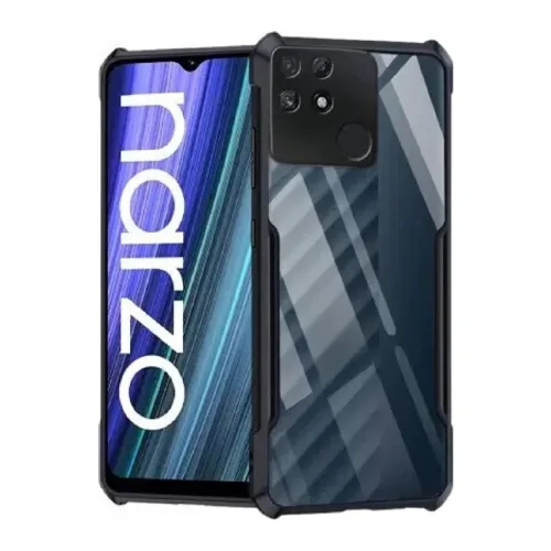 Realme Narzo 50A Shockproof Crystal Clear Bumper Case with Acrylic Back, TPU Frame & Camera Protection