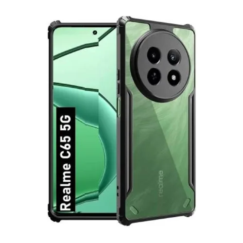Realme Narzo N65 Shockproof Crystal Clear Bumper Case with Acrylic Back, TPU Frame & Camera Protection