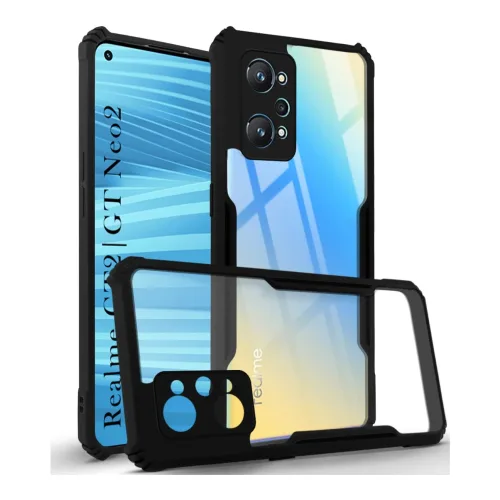 Realme GT Neo 2 Shockproof Crystal Clear Bumper Case with Acrylic Back, TPU Frame & Camera Protection