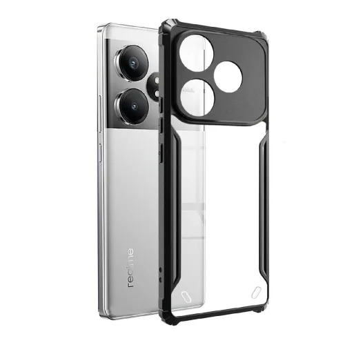 Realme GT 6T Shockproof Crystal Clear Bumper Case with Acrylic Back, TPU Frame & Camera Protection