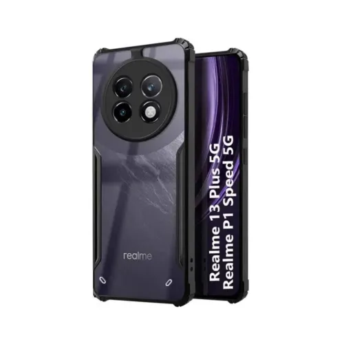 Realme P1 Speed Shockproof Crystal Clear Bumper Case with Acrylic Back, TPU Frame & Camera Protection